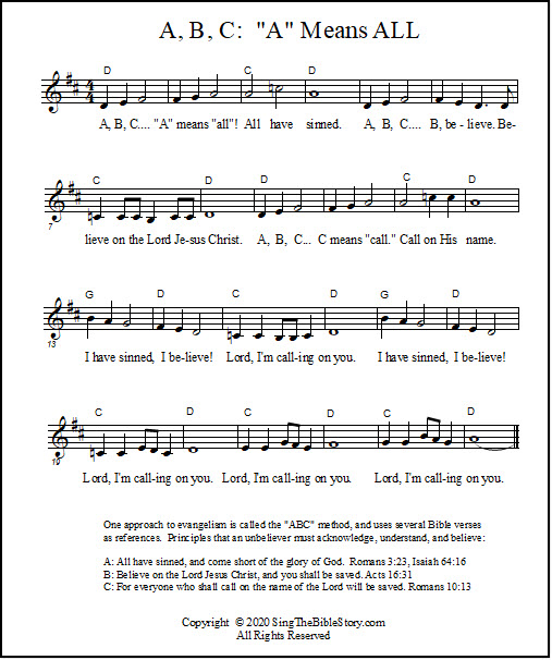 Lead sheet for Christian music song lyrics