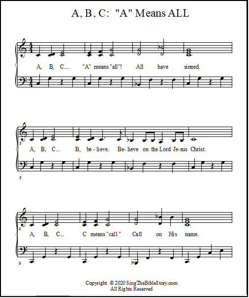 Piano music "ABC" song lyrics