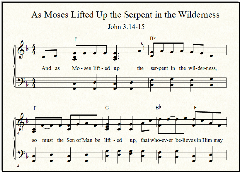 A closeup look at the Bible song "As Moses Lifted Up the Serpent in the Wilderness"