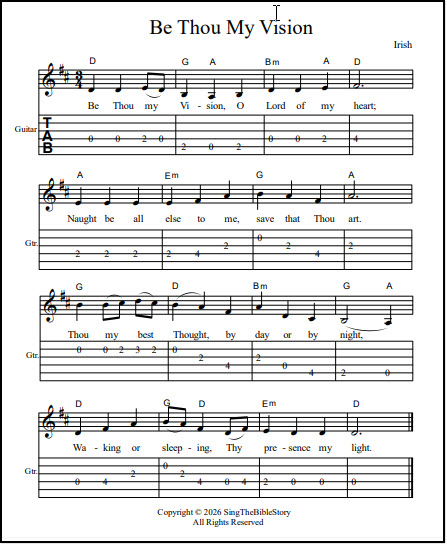 Be Thou My Vision guitar tabs