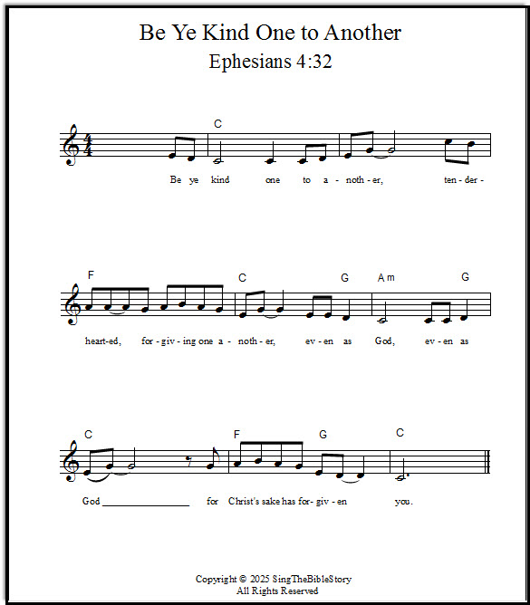 Lead sheet for Bible song