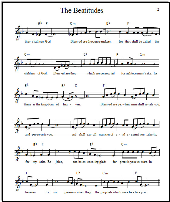 The Beatitudes Song, from Matthew 5:3-12