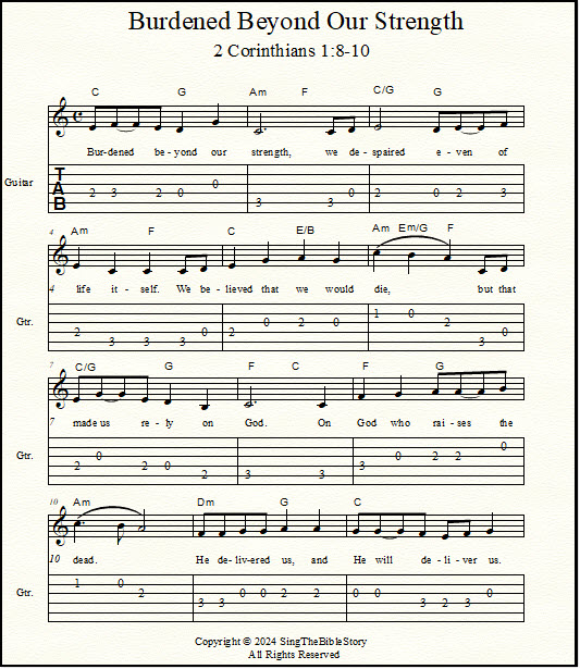 Guitar tabs for hymn