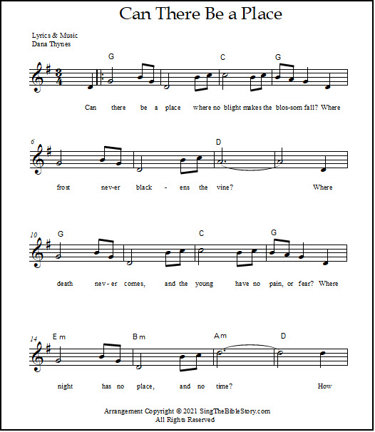 Lead sheet hymn music with chords