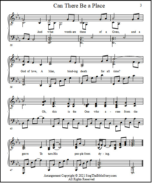 Hymn sheet music "Can There Be a Place?"