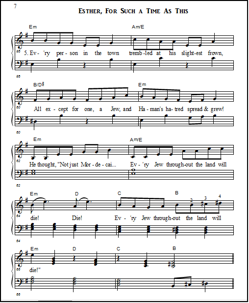 Verse 7, Easy Piano Edition, of Esther: For Such a Time As This, a short musical