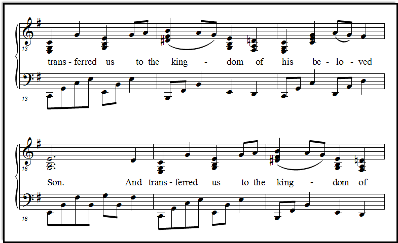 A piano and vocal Bible song from Colossians, the sheet music