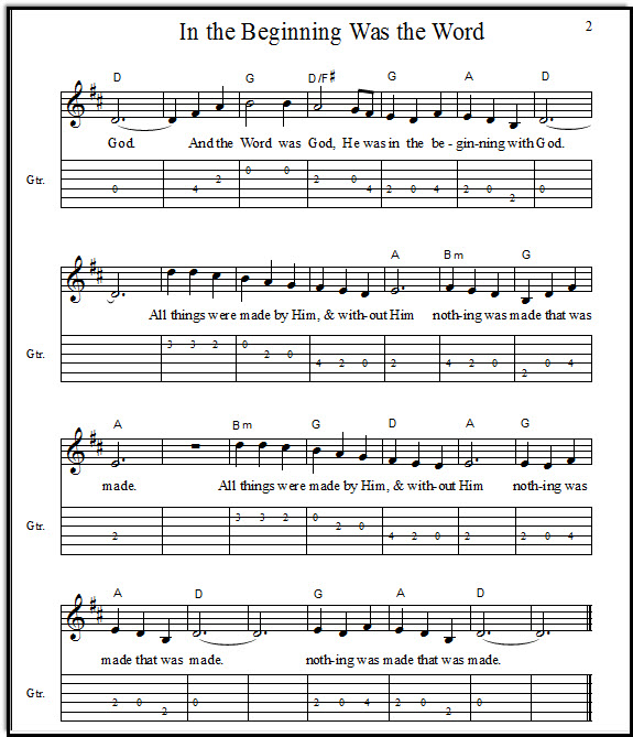 Guitar tabs for In the Beginning song