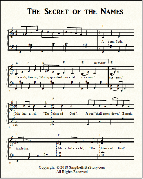 A song about the meaning hidden in the first ten names of the geneology of Jesus Christ.