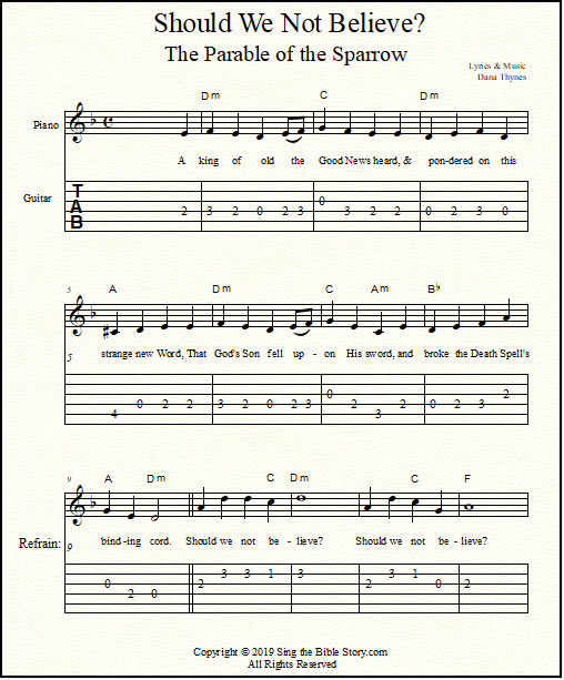 Guitar tabs and chords for The Parable of the Sparrow song, "Should We Not Believe?"