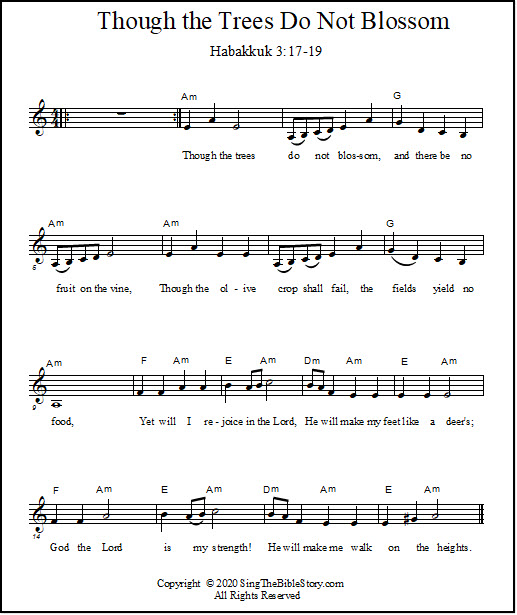 Habakkuk 3:17-19 in song, a music lead sheet