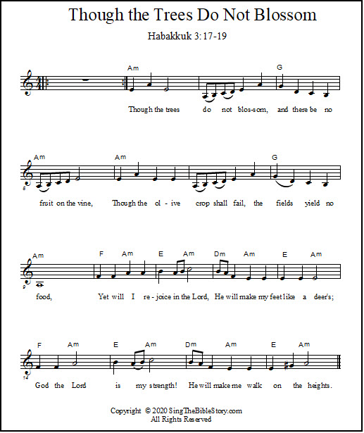 Sheet music for the words of Habakkuk 3