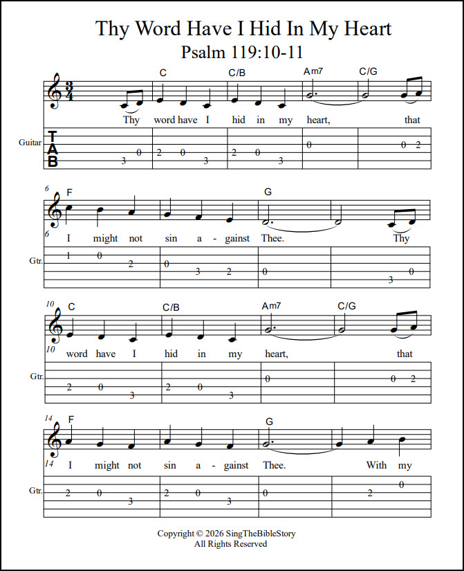 Thy Word Have I Hid guitar song
