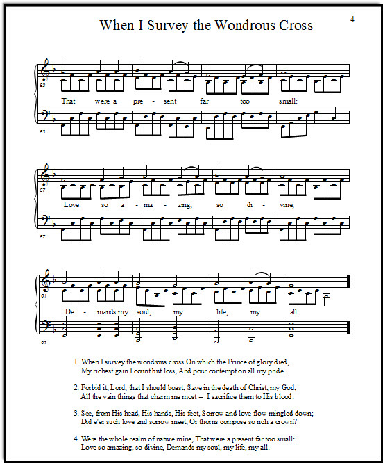 Piano arrangement of When I Survey the Wondrous Cross