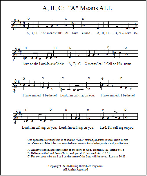 Lead sheet for Christian music song lyrics