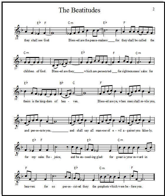The Beatitudes Song, from Matthew 5:3-12
