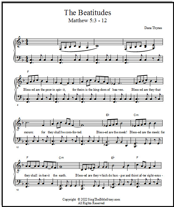 The Beatitudes song for piano
