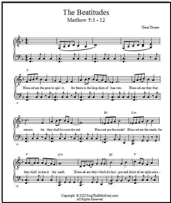 The Beatitudes song for piano