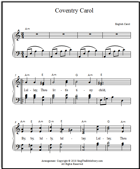 Coventry Carol easy piano