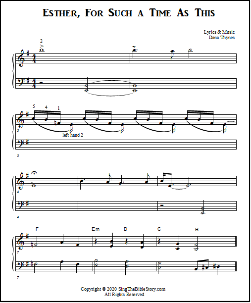 Easy piano edition of "Esther: For Such a Time as This"