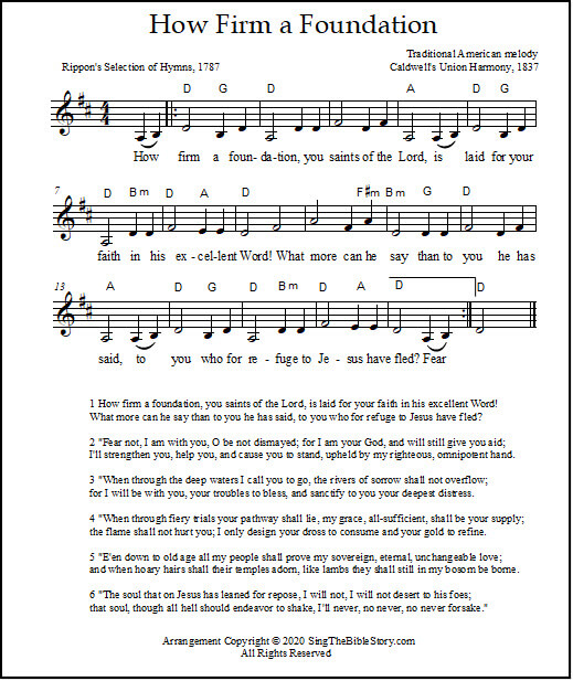 Hymn music How Firm a Foundation lead sheet
