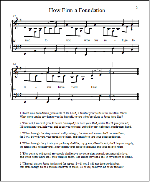 Hymn sheet music How Firm a Foundation