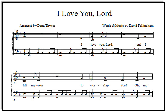 Sheet music I Love You, Lord