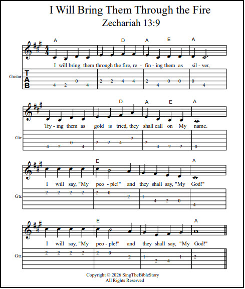 Guitar music Zechariah 13:9