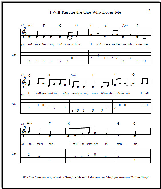 Bible in song for guitar