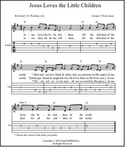 Guitar tabs for church song
