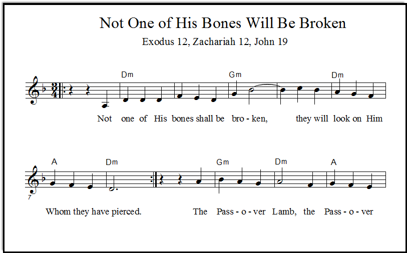 Closeup look at the lead sheet "Not One of His Bones Will Be Broken"