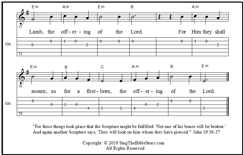 Closeup look at Passover song about the lamb