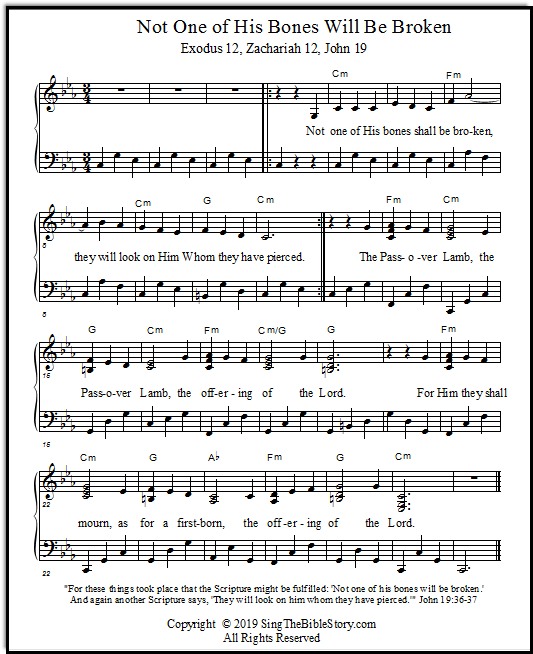 Free Passover sheet music about the Lamb.  For piano and voice, with Bible lyrics.