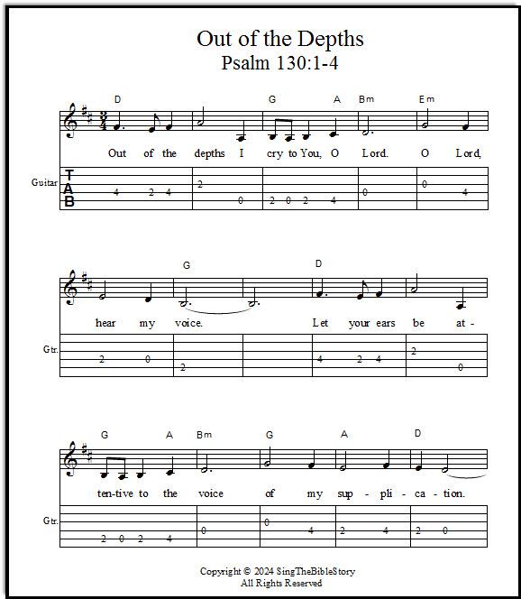 Guitar tabs Psalm 130