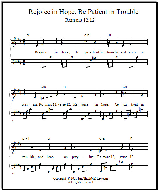 Bible verse song for piano, Rejoice in Hope