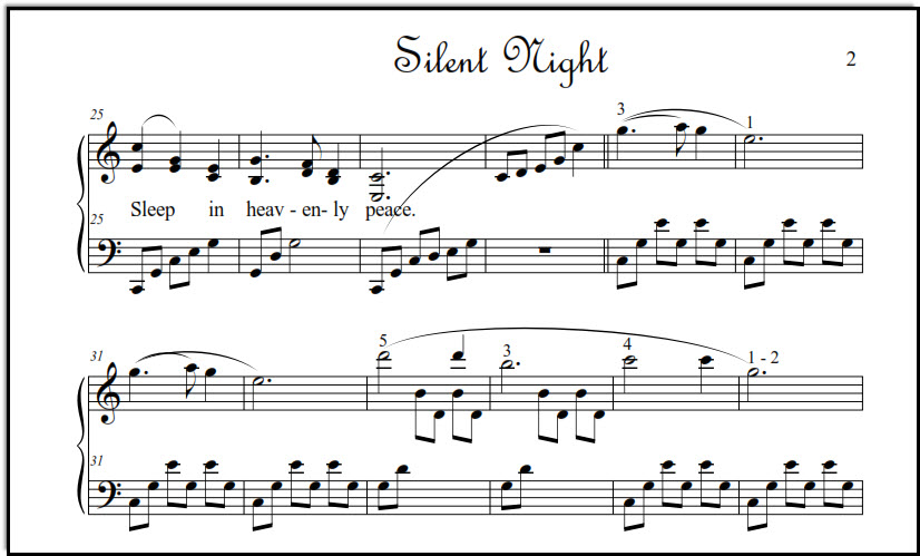 Music sheet for Silent Night