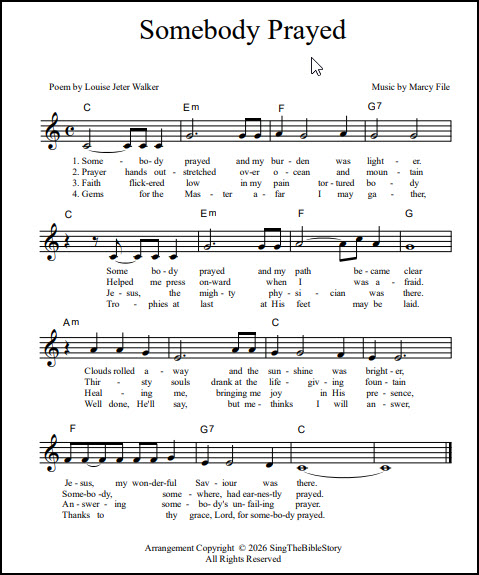 Somebody Prayed lead sheet