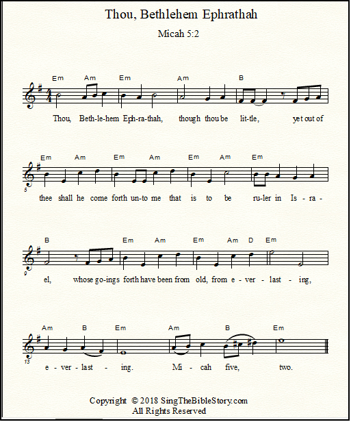 A lead sheet version of the memory verse song Micah 5:2, 
