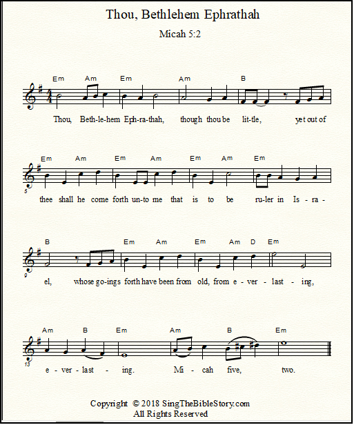 A lead sheet version of the memory verse song Micah 5:2