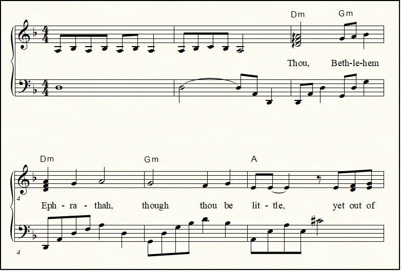 A close-up view of the Christmas memory verse song "Thou, Bethlehem Ephrathah"