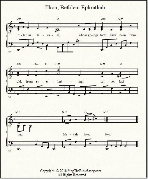 Piano arrangement of Micah 5:2, "Thou, Bethlehem Ephrathah", a Christmas memory verse