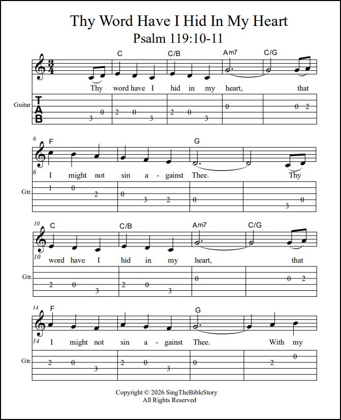 Thy Word Have I Hid guitar song