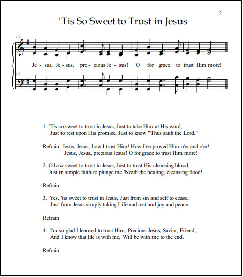 'Tis So Sweet choir arrangement