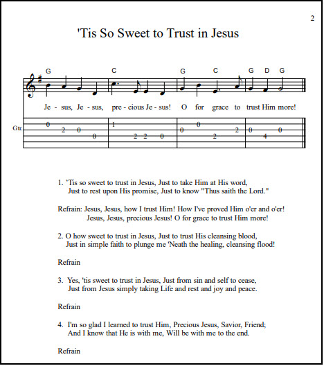 Hymn 'Tis So Sweet guitar tabs