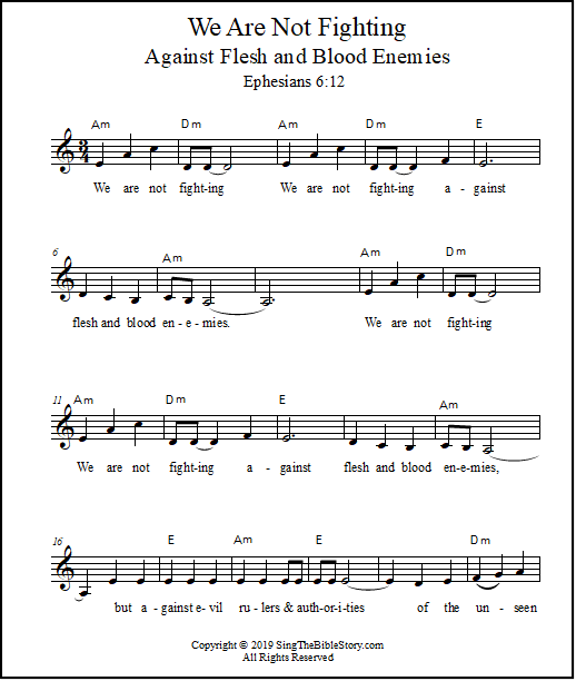 Ephesians 6:12, a Bible verse set to music. Lead sheets